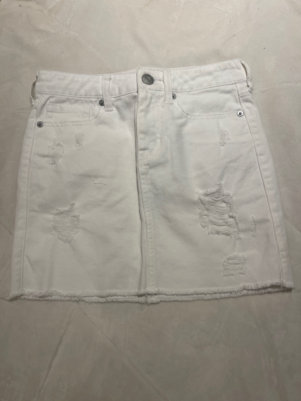 Aeropostale White Distressed Denim Mini Skirt